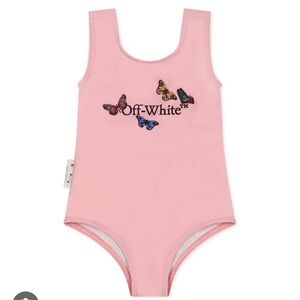 Off-White Pink bathsuite with Butterfly Motif- Baby size 9-12